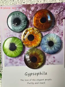 Unique Eye Pattern Pins/badges, Round Plastic Attachable DIY Buttons, Creative Holiday Accessories for Jeans, T-Shirts, Backpacks & Hats