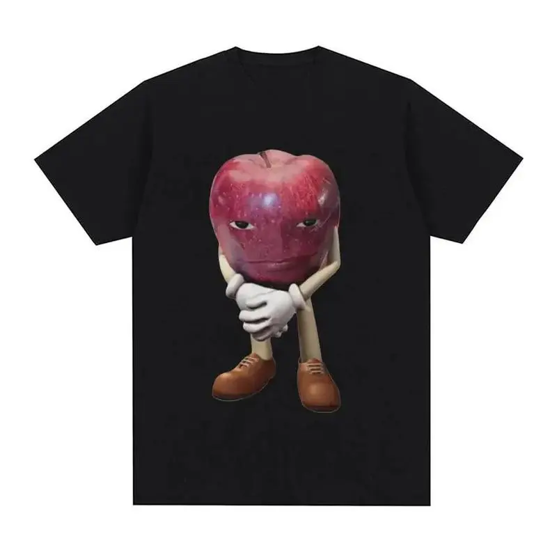[100% Cotton] Retro Apple Design Men T-Shirt Meme Funny T Shirt Women Graphic Harajuku Streewear Clothes Causal Female Y2K Tops Tee Golf Gift T-Shirt For Men And Women