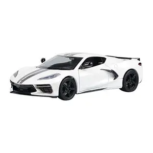 2020 Chevrolet Corvette C8 Stingray - White w/ Gray Stripes (Timeless Legends) Diecast 1:24 Scale Model - Motormax 79360WH