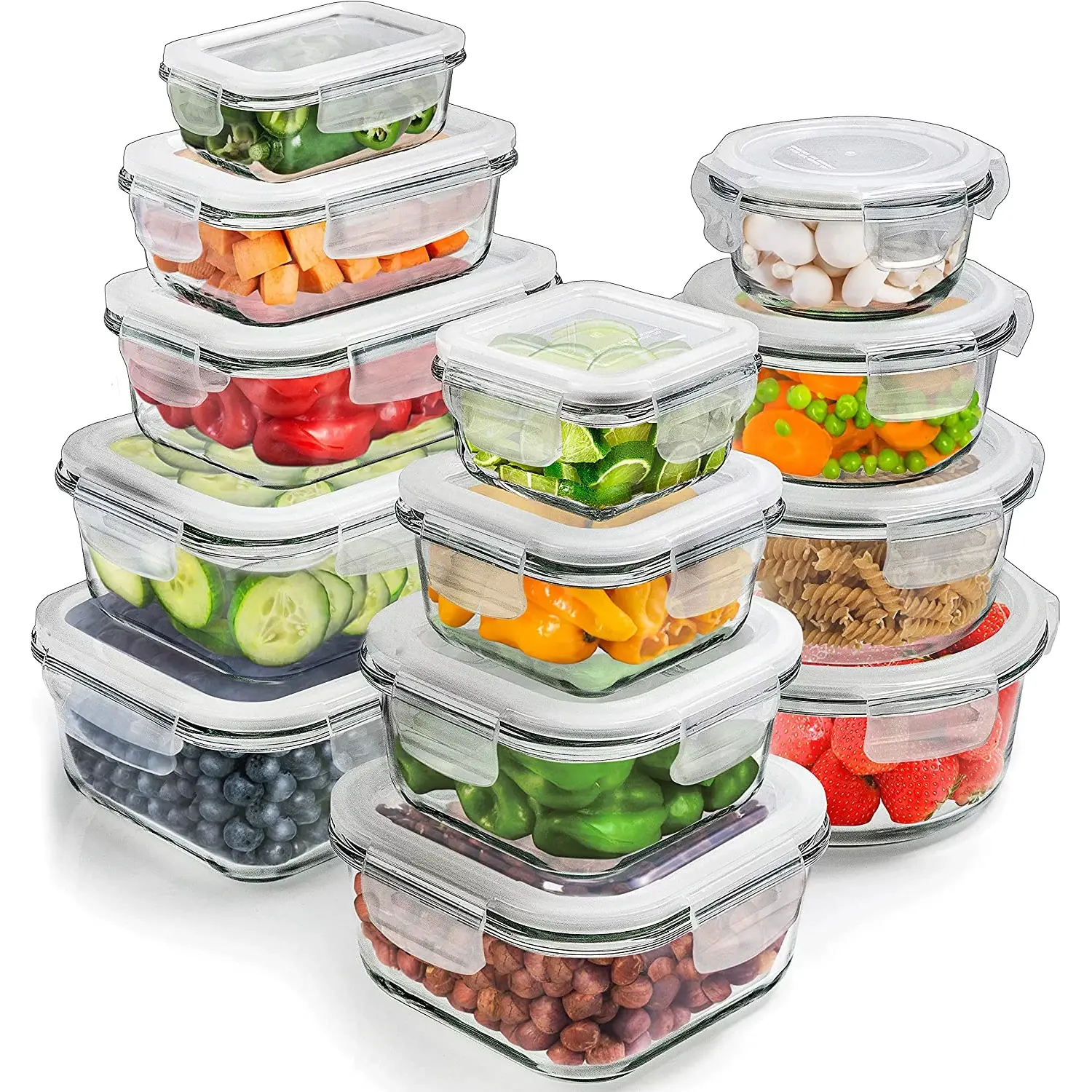 Prep Naturals 26 Pcs, Glass Food Storage Containers, Meal Prep Containers 13 Containers Prep Naturals