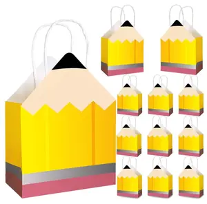 27pcs Back to School Teacher Gifts – Pencil Shaped Paper Bags Bulk, Welcome Candy Treat Boxes for Students, Classroom Party Decorations, Teacher Appreciation Week