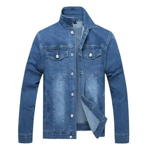 Men‘s Denim Jacket Stretchy Slim Fit Long Sleeve Jean Jacket for Men