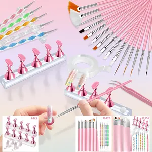 Professional-Grade DIY Nail Art Brush Set | Includes Painting Brushes, Dotting Pens, Magnetic Nail Stand, Double-Sided Tape, Tweezers & Brush Stand | Essential Manicure Nail Art Painting Kit | Recommended by Nail Artists | Nail Art Tools