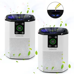 Cobectal 2-Pack H13 True HEPA Air Purifiers Compact Room Cleaners with 3-in-1 Filter Aroma Diffuser & Sleep Mode Ideal for Home Office Bedrooms Dorms Hotels & RVs White