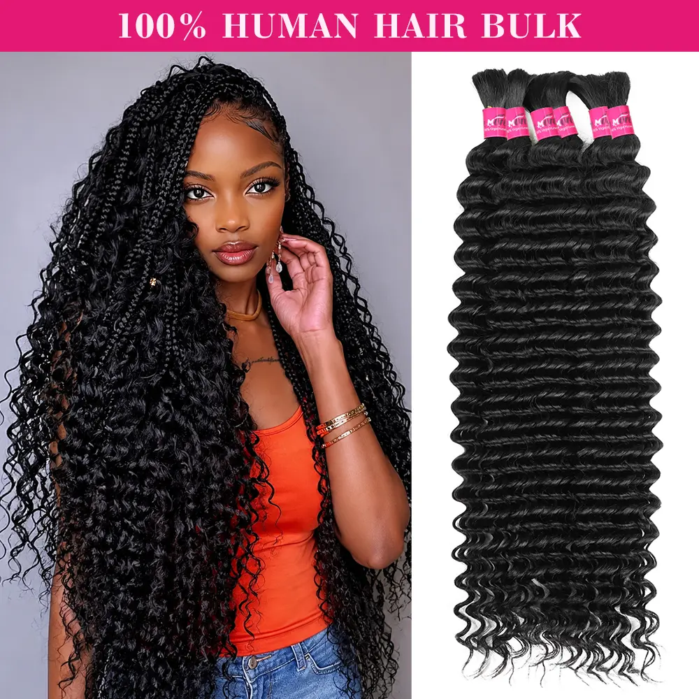 Onemore Deep Wave Bulk Human Hair For Braiding Unprocessed Bulk Human Hair Extensions No Weft P 4 27 Highlight Deep Wave Human Hair Bulk For Braiding