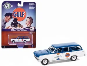 AUTO WORLD 1963 CHEVROLET II NOVA 400 WAGON "GULF" 1:64 DIECAST MODEL DIECAST AWSP201-5E