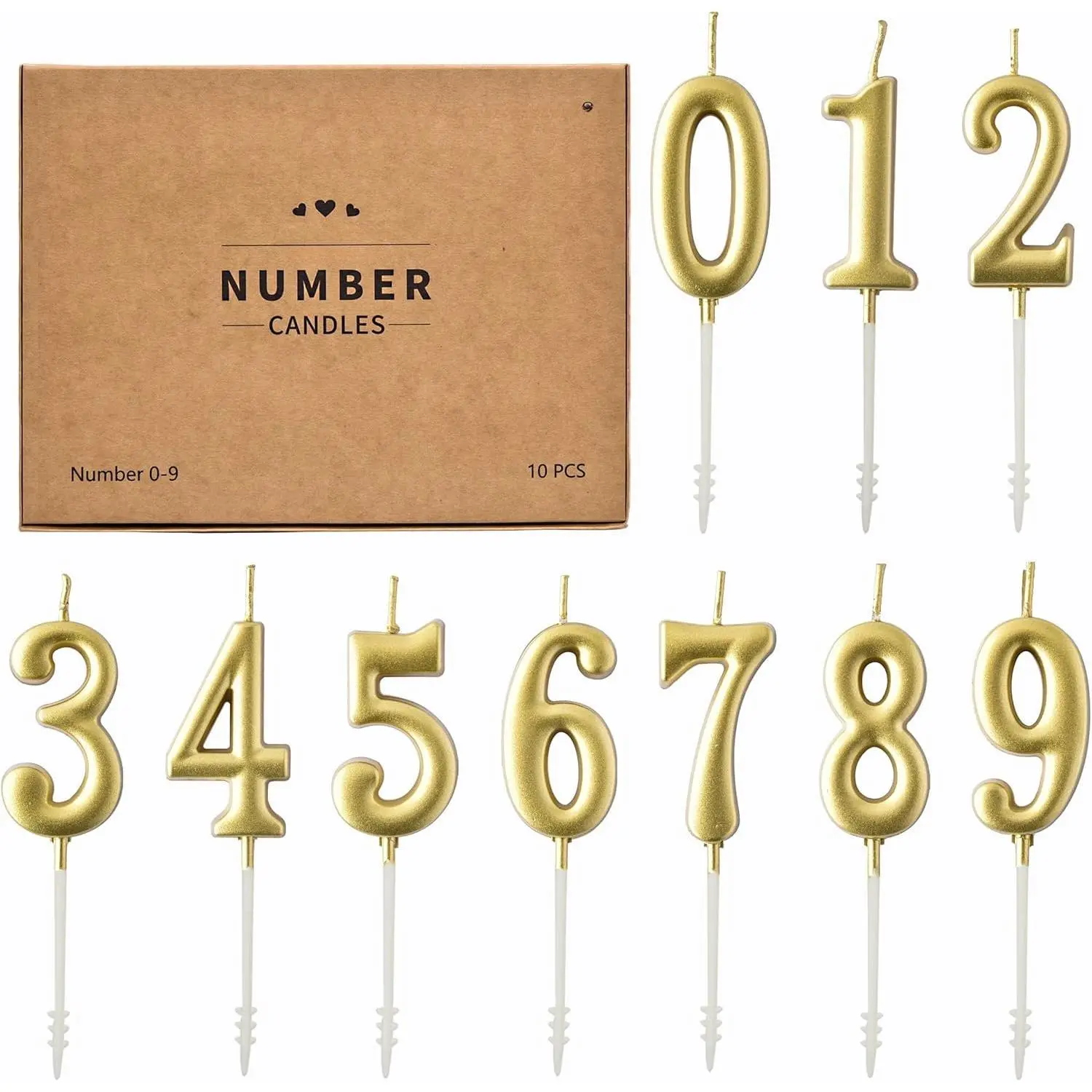 10-Pieces  Numeral Birthday Candles,  Numeral Candles Number 0-9 Glitter  Topper Decoration for Birthday,Wedding Anniversary,Party Celebration
