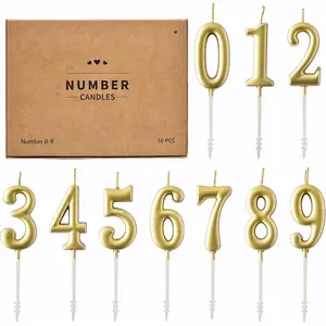 10-Pieces  Numeral Birthday Candles,  Numeral Candles Number 0-9 Glitter  Topper Decoration for Birthday,Wedding Anniversary,Party Celebration