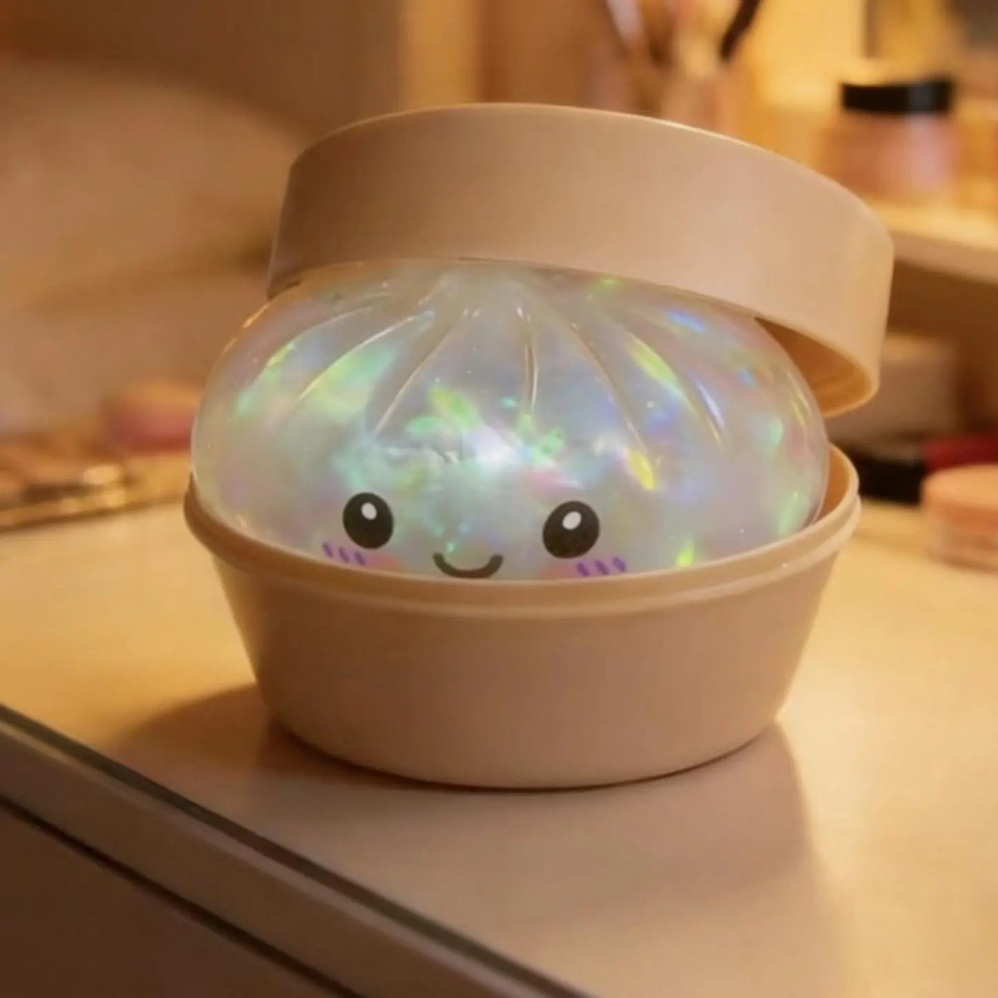 Laser Glitter Dumpling Squishy Toy, Soft Slow Rising Fidget Toy, Kawaii Decompression Squeeze Toy for Stress Relief Party Gift