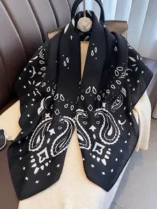 Vintage Cashew Print Scarf Shawl, 90cm Large Wrap, Outerwear Decoration, Youthful Look, Warm Neck Gaiter, Fashion Accessory