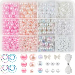 2500pcs Multicolor Beads Set, DIY Jewelry Making Kit, Round Holey Beads with String, 12 Compartments, Craft Supplies for Keychains and Pendants