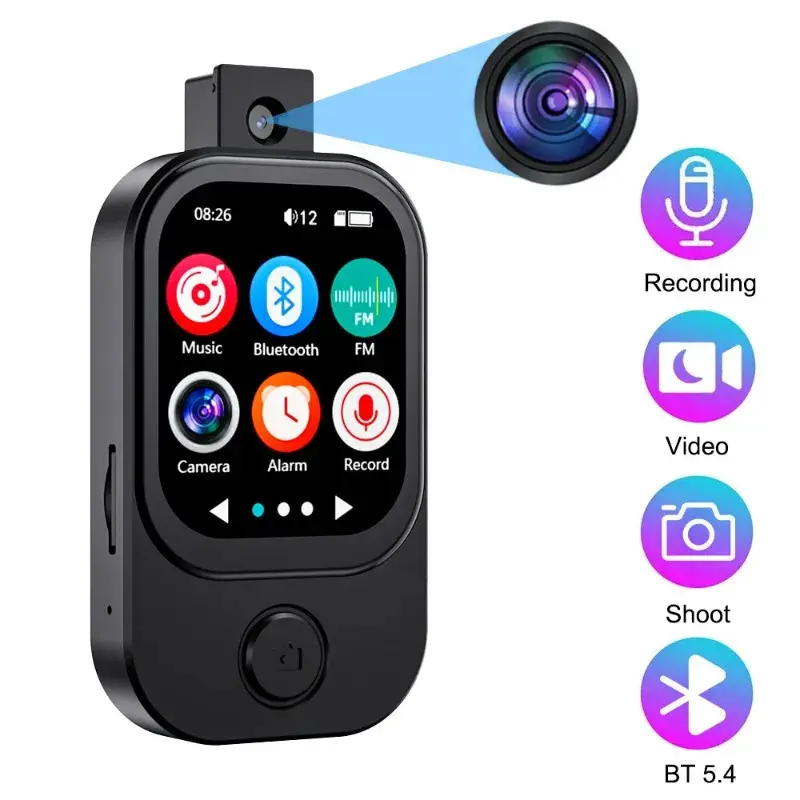 Portable Bluetooth Audio MP3-MP4 Player with Stainless Steel Build, Built-in Music Playback, Video Playback, Photo Viewing, and FM Radio Functions