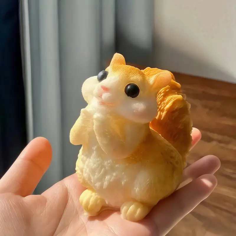 MOBECK 4 Inch Squirrel Taba Squeeze Toys - Realistic Animal Squishy Toys for Kids and Adults, Stress Relief, Kawaii Squishy Fidget Toys, Sensory Toys, Classroom Prizes, Party Favors, Easter Toys(Khaki Squirrel)