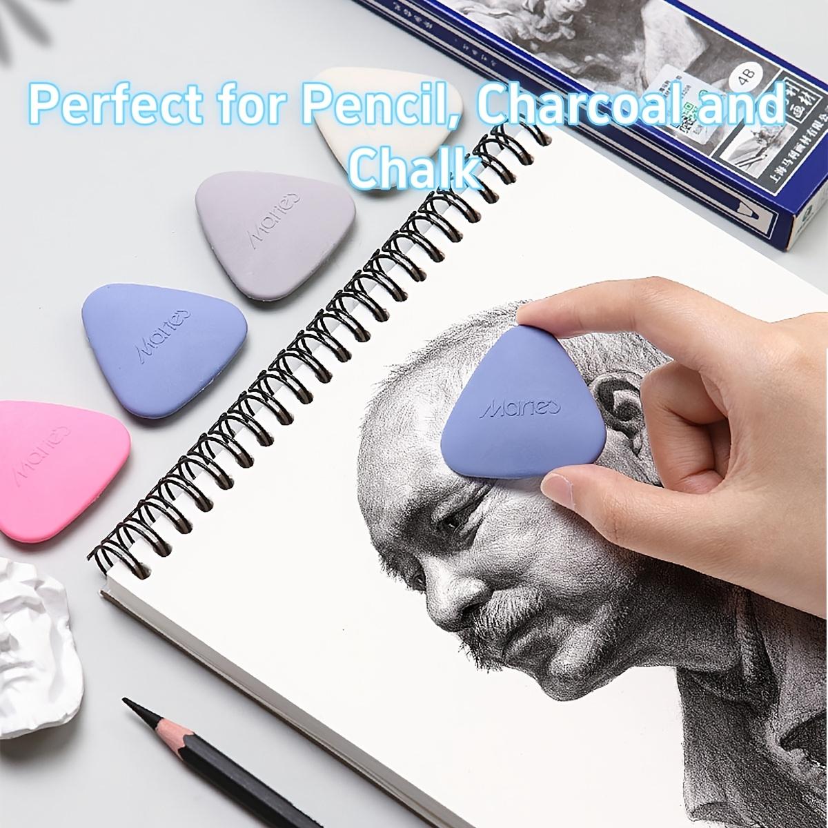 Marie's Highlight Eraser for Sketching Drawing Art, Soft Non-Abrasive Eraser Cleanly Removes Graphite Charcoal, 4-Pack