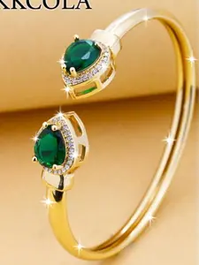 KKCOLA Geometric Cubic Zirconia Bangle – Stylish Summer Jewelry for Women, Perfect for Beach, Parties & Festivals
