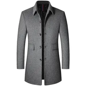 Winter Men Thick Coats Turn Down Collar Male Fashion Blend Coats Superior Outerwear Jacket Trench