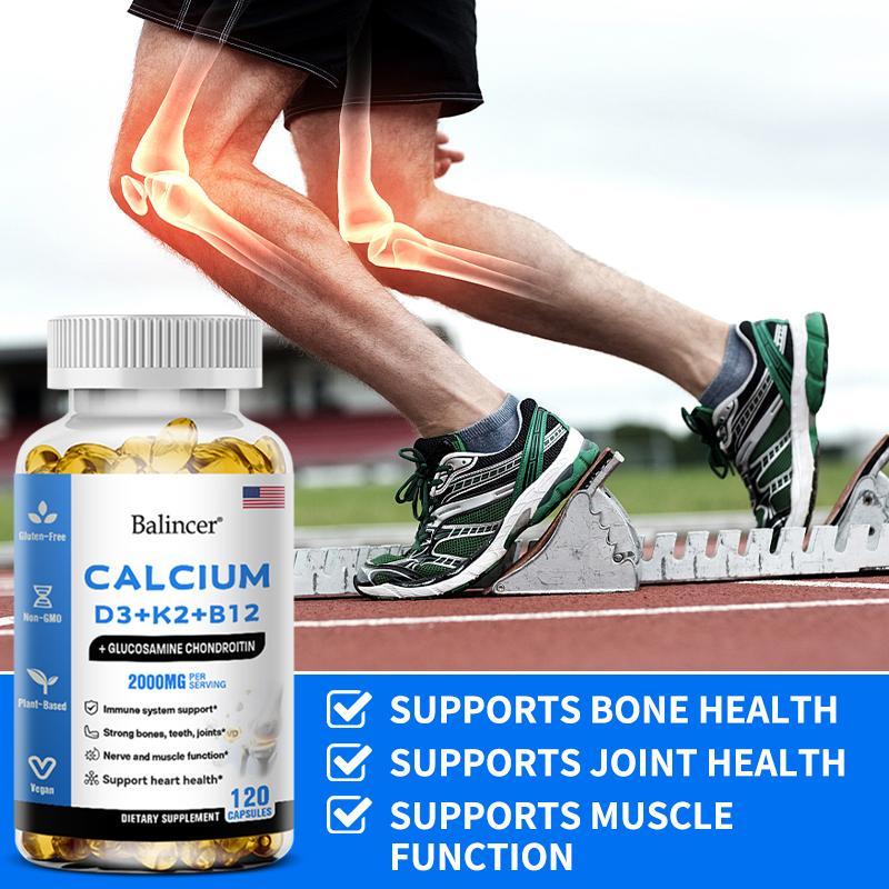 Balincer Calcium and Vitamin D3 K2 B12 Health Supplement,support bone and joint health,support heart and teeth health