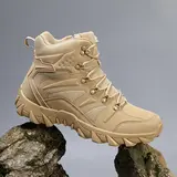 Men's Tactical Boots Lightweight Comfortable High-Top for Work Outdoor Hiking All-Weather All-Season with Side Zipper Laces Anti-Slip Sole Ankle Support Less Foot Fatigue Easy On/Off Lightweight Hiking Shoes Hiking Camping Shoes Walking Hiking Shoes Premi