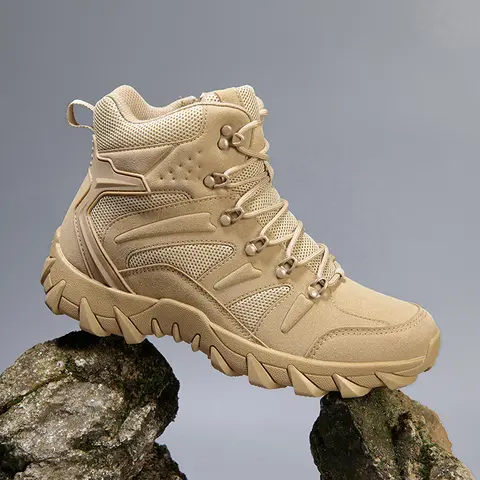 Men's Tactical Boots Lightweight Comfortable High-Top for Work Outdoor Hiking All-Weather All-Season with Side Zipper Laces Anti-Slip Sole Ankle Support Less Foot Fatigue Easy On/Off Lightweight Hiking Shoes Hiking Camping Shoes Walking Hiking Shoes Premi
