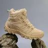 Men's Tactical Boots Lightweight Comfortable High-Top for Work Outdoor Hiking All-Weather All-Season with Side Zipper Laces Anti-Slip Sole Ankle Support Less Foot Fatigue Easy On/Off Lightweight Hiking Shoes Hiking Camping Shoes Walking Hiking Shoes Premi