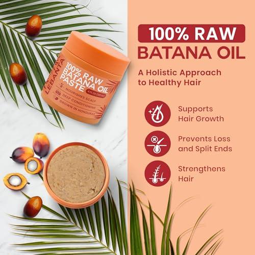 Lebanta Raw Batana Oil for Hair Growth - 100% Pure, Organic 4oz Batana from Honduras for Thick and Strong Natural Hair - Dr. Sebi Unrefined Cold Pressed Cosmetic Scalp Mask for Men & Women (1 Pack)