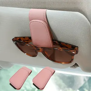Car sun visor sunglasses holder, magnetic PU leather glasses sunglasses hook, used for cars, ticket clips, glasses holder