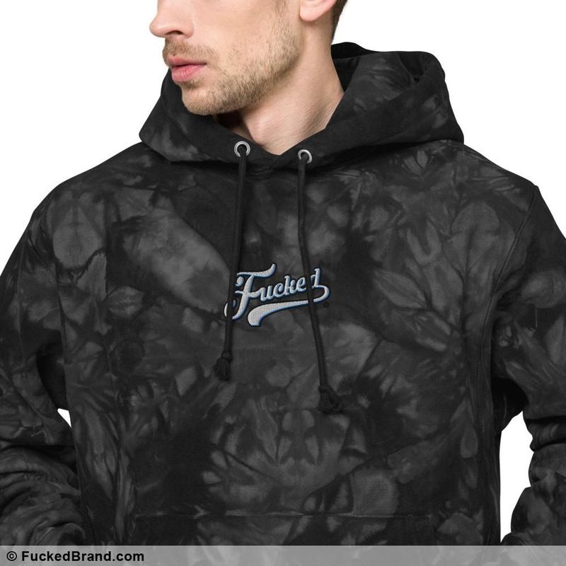 Essential: Fucked Unisex Champion Tie-Dye Hoodie (Embroidered, Standard Size on Center Chest)