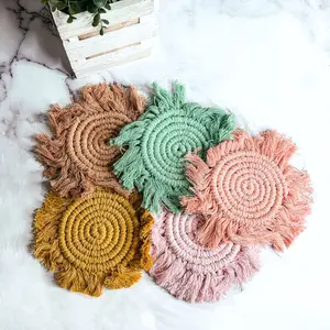 Handmade Spring Decor | Colorful Fabric Coaster + Placemats | Braided Rope Coaster Sets with Tassels | Unique Spring Home Decor & Gifts