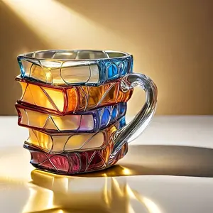 Creative Colorful Book Gift Set, Innovative 3D Painting Book Coffee Cup, Unique Stacking Book Cups, Perfect Gift for Literature Lovers