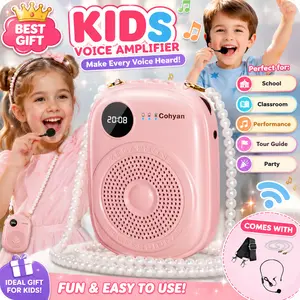 COHYAN K18 Kids Voice Amplifier with Headset Mic & Wireless Microphone, Bluetooth Portable Speaker for School Presentations, Classroom Activities, Learning, Role Play & Gifts for Girls and Boys