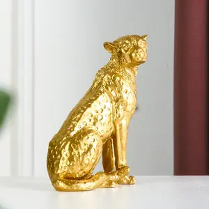 Vintage Leopard Design Resin Ornament, 1 Count Creative Desktop Decoration, Desktop Decorative Statue for Home Office Hotel, Decorative Sculptures