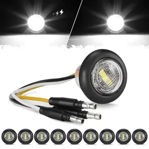 Partsam 10 Pcs 3/4 Inch White Dual Function LED Lights - Strobe + Marker, [DOT Approved] 12V Waterproof Side Clearance/Turn Signal Lights with Plug for Trailers, Trucks, Vans, RVs, ATV & Buses