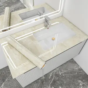 Glossy Marble Contact Paper Granite Yellow Kitchen Countertop Cabinets Furniture Refurbishment Wall Paper Thick Removable Wallpaper Peel and Stick Wall Decor Vinyl