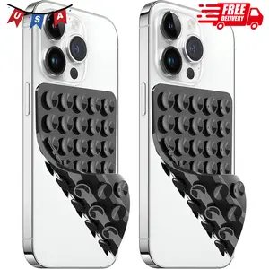 2 Pack Silicone Suction Cup Phone Case Mount Double Sided (Black)