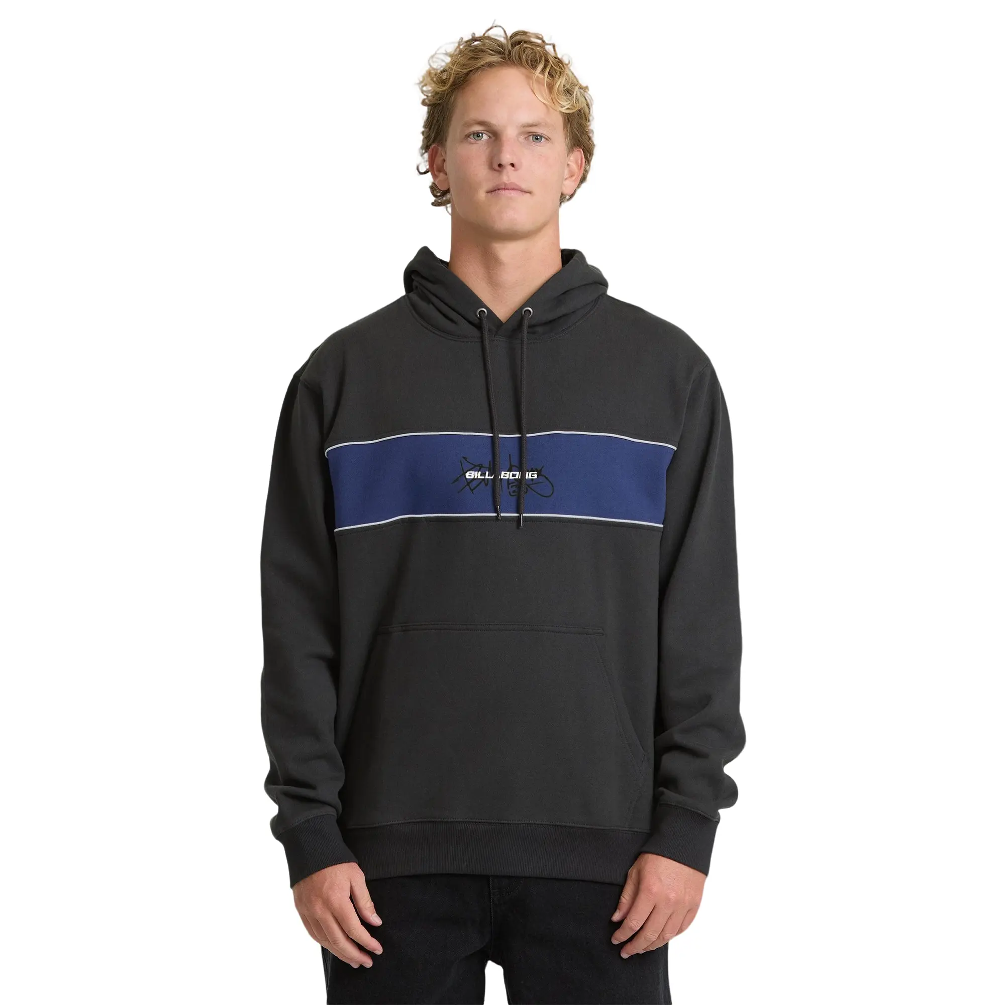 BILLABONG  Bad Dog Shrapnel Pullover Hoodie， Men’s Heavyweight Fleece Pullover Hoodie, Regular Fit, Contrast Inset Panel & Piping, Front Screen Print & Embroidery, Cold Weather Layering, Fall & Winter Streetwear Menswear Sweatshirts