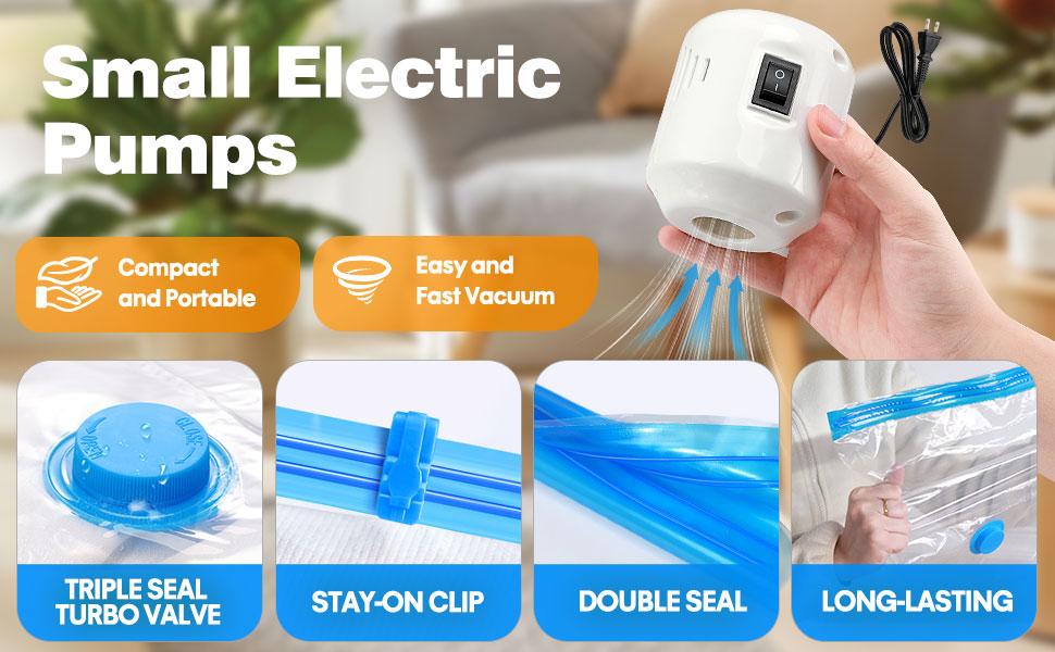 11 pcs Transparent vacuum storage bag with electric pump, used for storing winter clothes, women's pants, dresses, shirts, long sleeves, spring and summer clothing, saving outdoor travel space, easy to carry, and saving 80% of space