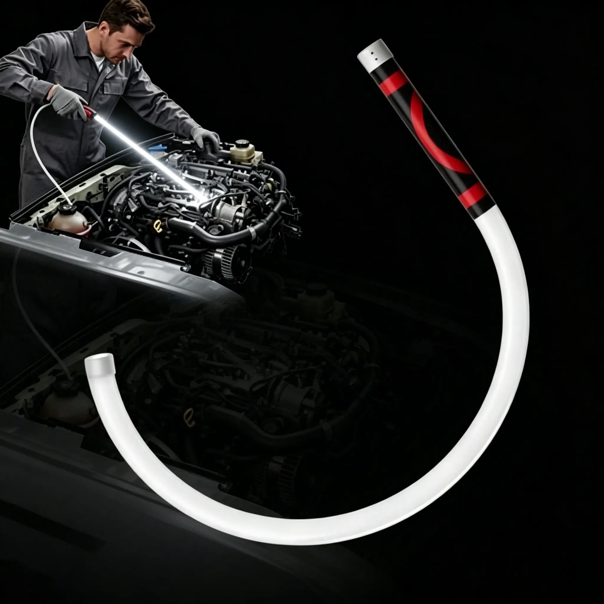 29-Inch Flexible LED Flashlight Stick - Ergonomic Bendable Mechanic Light, Fast-Charging Rechargeable Cordless Lamp, Energy-Saving Car Work Accessory for Workshop Use, Gifts for Him