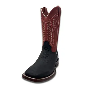 Men's Genuine Leather Matte Black Engraved Boots