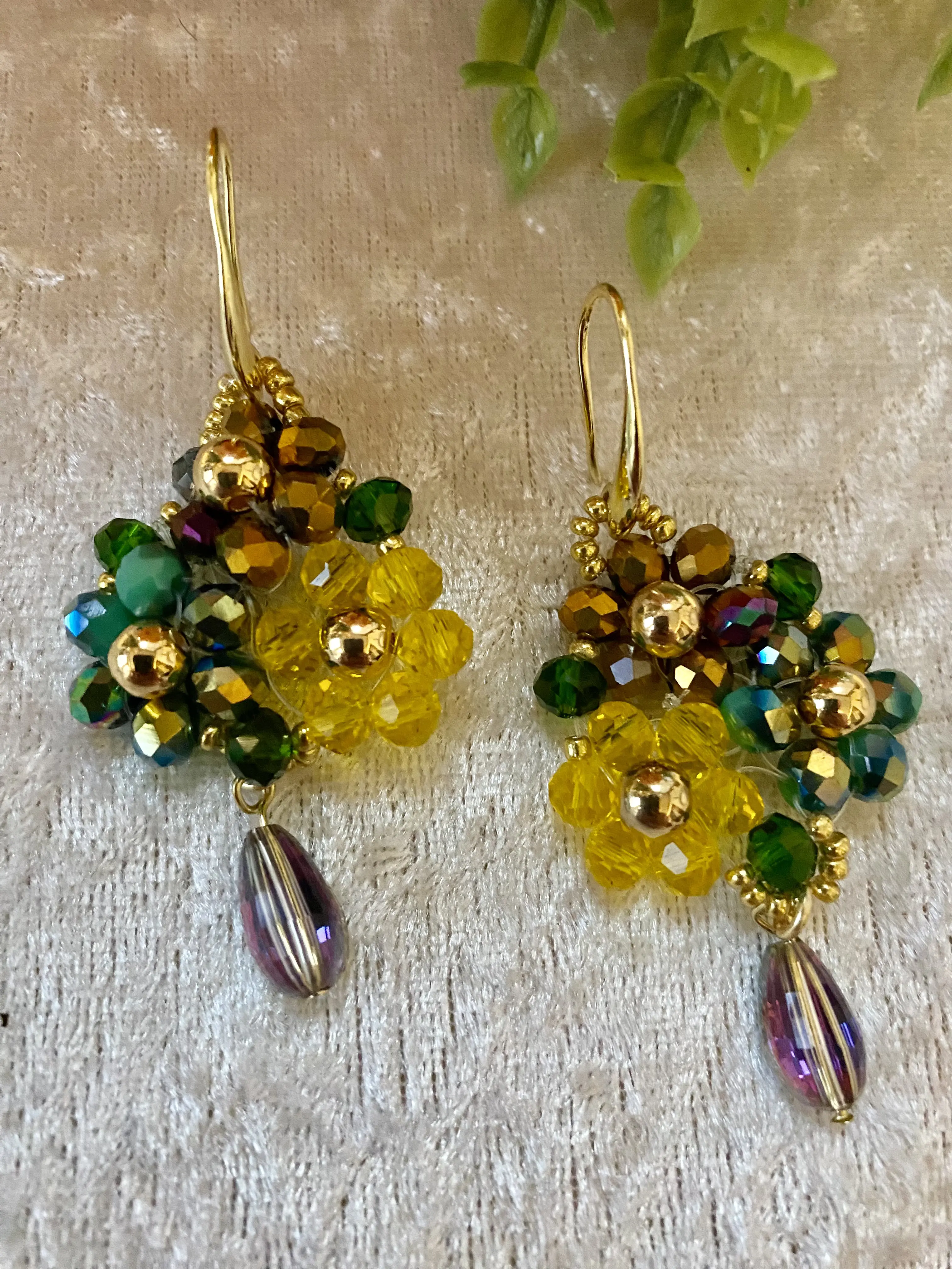 Crystal Bead Bouquet Earrings / Handmade Earrings / Gift for Mom