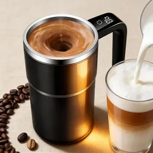 【Father's Day Gifts】Upgraded Electric Self-Stirring Coffee Mug - Stainless Steel Tumbler with Intelligent Temperature Display, USB Rechargeable Drink Mixer, Reusable Durable Drinkware for Office, Travel Use (Coffee, Tea, Hot Chocolate Compatible)