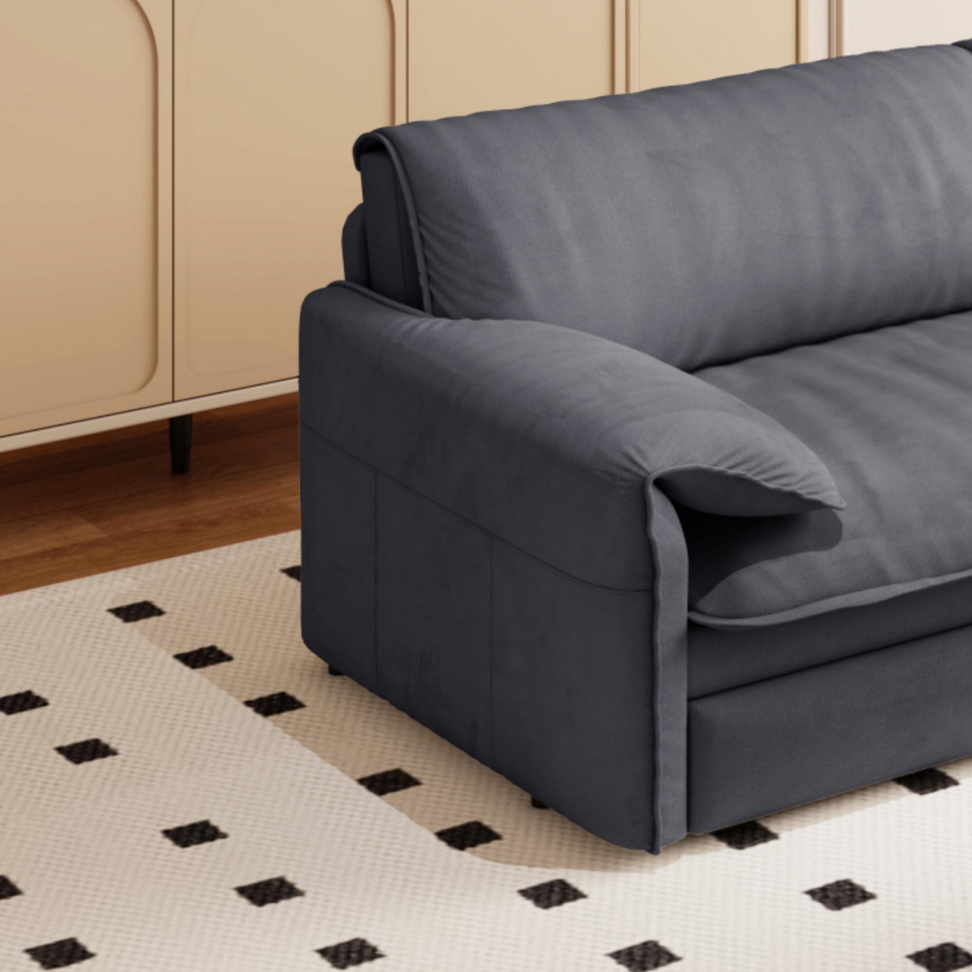 66" Queen Size Pull Out Sofa Bed, 3-in-1 Multi-Functional Velvet Sleeper Loveseat with Side Storage for Living Room Bedroom,Grey/Black/Blue