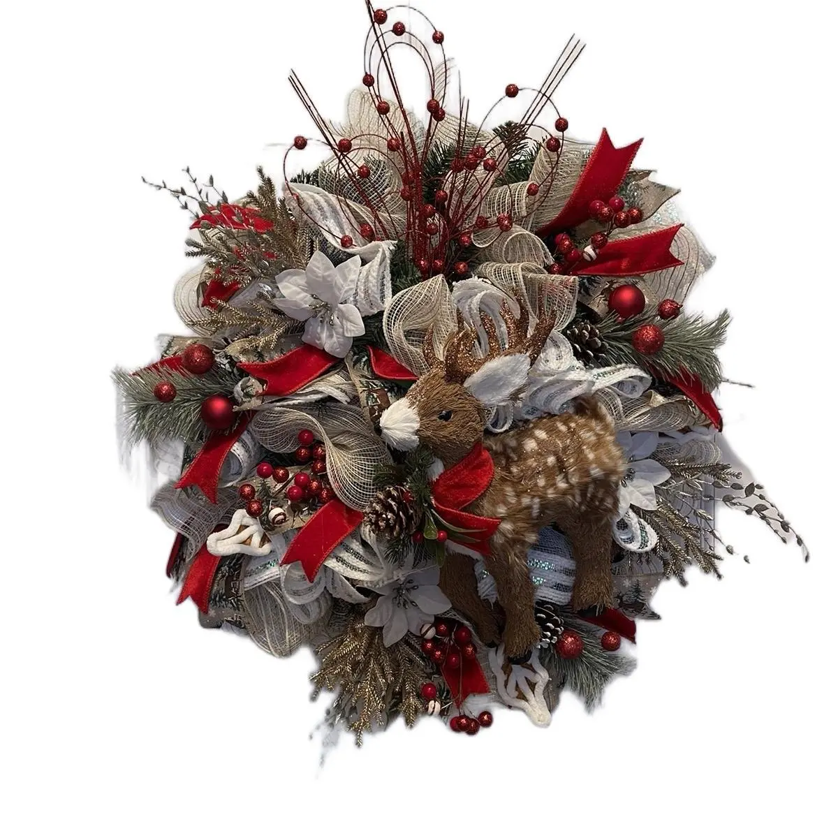 Reindeer Winter Wreath, Christmas Wreath, Winter Wreath, Door Decor, Wreath Chirstams Wall Decoration
