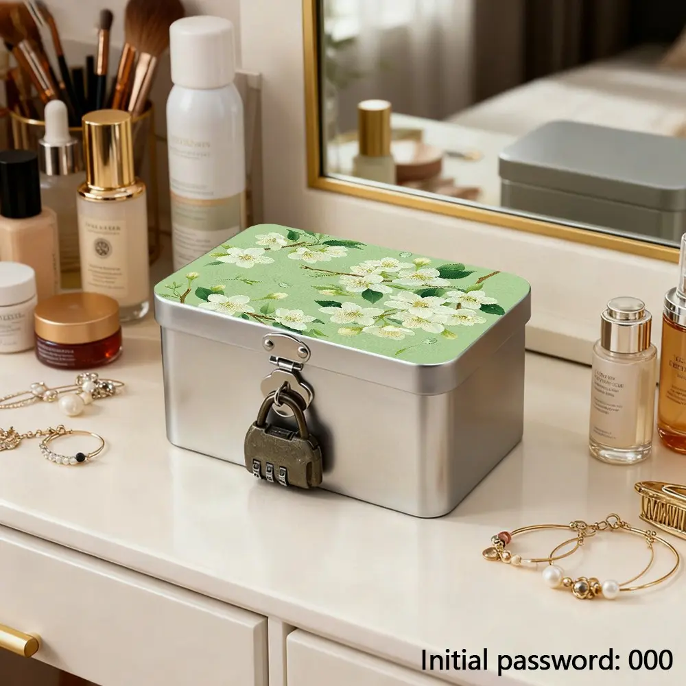 Lockable Iron Storage Box, Metal Password Lock Organizer, Desktop Clutter Sorter, Jewelry ID Holder, Office Supplies, Beauty Organizer Box, Cosmetic Organizer Box, Secure Storage Solution