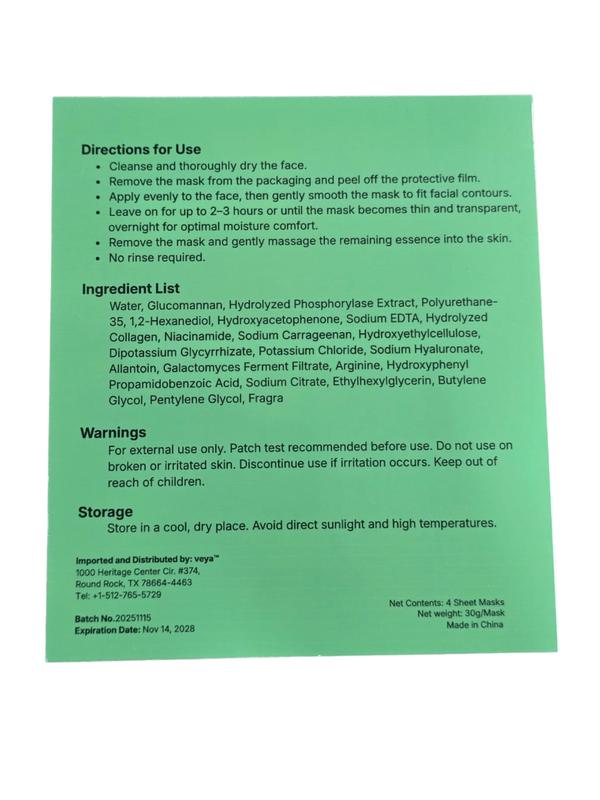 VEYA Biogel Collagen Sheet Mask Set - 4 Face + 4 Neck + 4 Chest Masks - Hydrating Skincare for Daily Moisture and Skin Care Routine