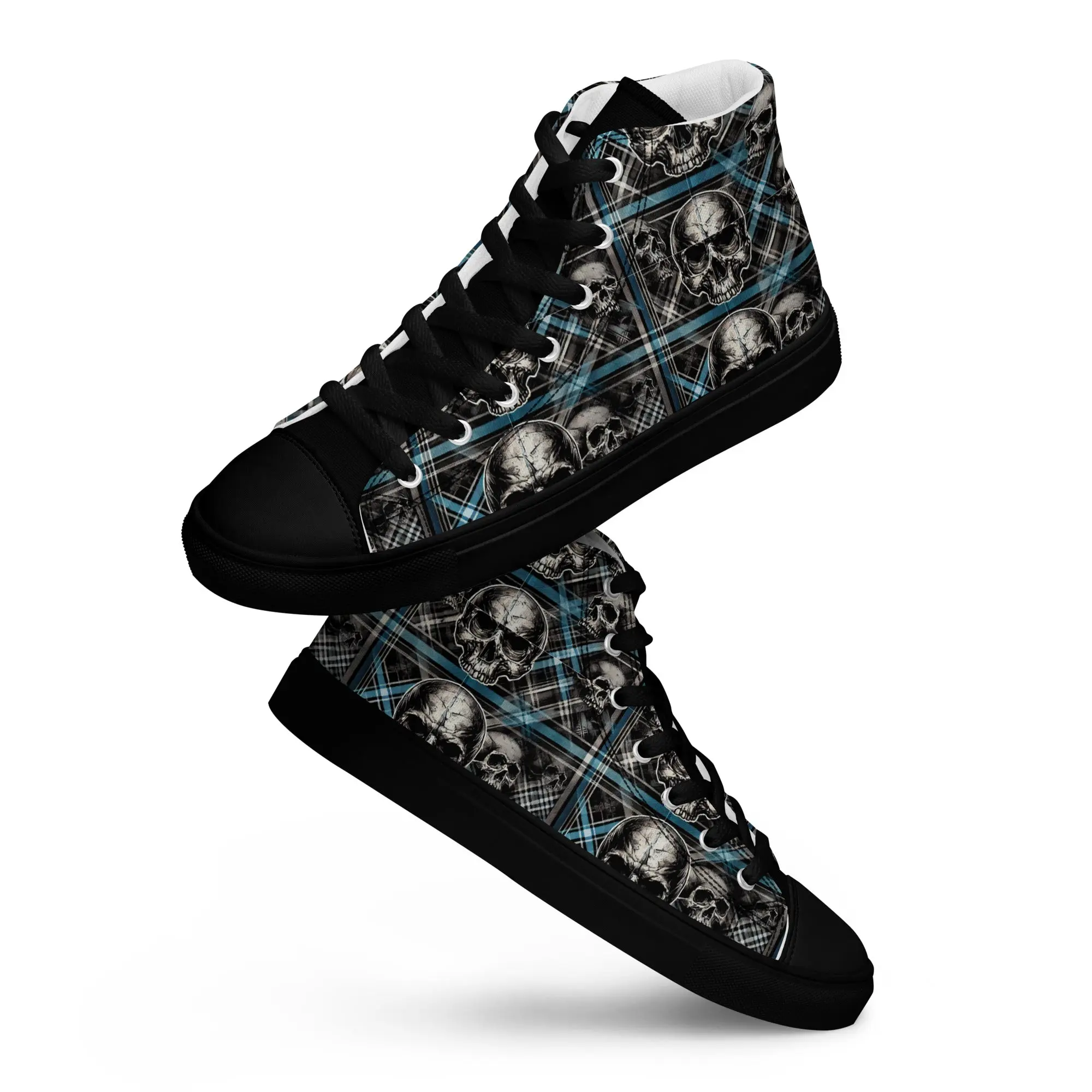 Men’s "Plaid Skulls" High Top Canvas Shoes