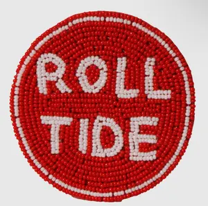 Alabama "Roll Tide" Beaded Button in Crimson and White – Game Day Stadium Pin