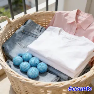 Reusable Pet Hair Remover Balls for Washing Machine, Blue Plastic Fabric Care Tool, Multi-Pack, Gentle on Pets' Fur