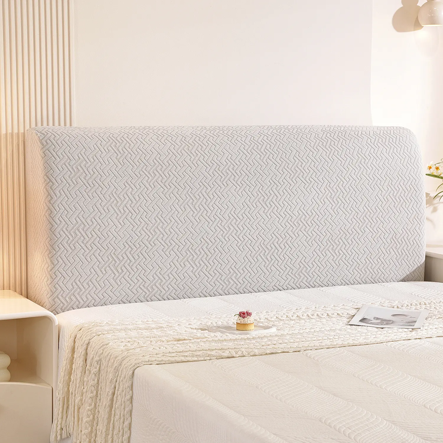 1pc Modern Stretch Jacquard Bed Headboard Cover - Durable, Elastic, Soft, Full-Length, Pet-Friendly, Dust-Proof, Easy-to-Clean Furniture Protector with Multiple Color Options for Bedrooms Textiles & Soft Furnishings Bedding Linens