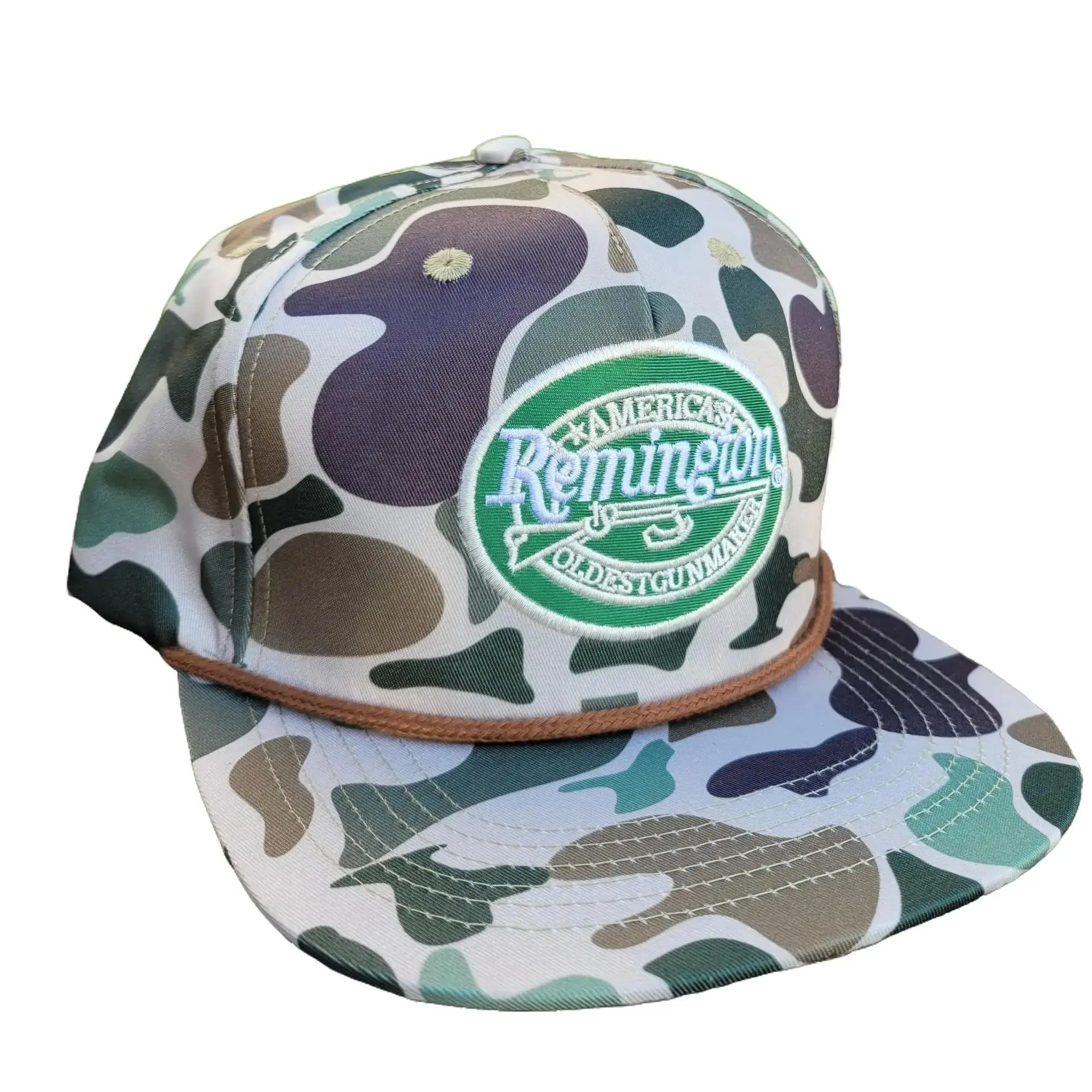 REMINGTON Unisex Casual Camouflage Snapback Hat, Cotton Rope-Accented Camo Print Hat, Camo Print Hats