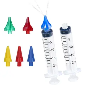 20mL Ear Syringes for Removing Ear Wax, Cleaning Water Irrigation Kits with 3 Penta-Stream Tips and 3 Tri-Stream Tips Improved Hearing Clarity and Aural Hygiene (clear)